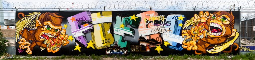Graffito am EZB-Zaun