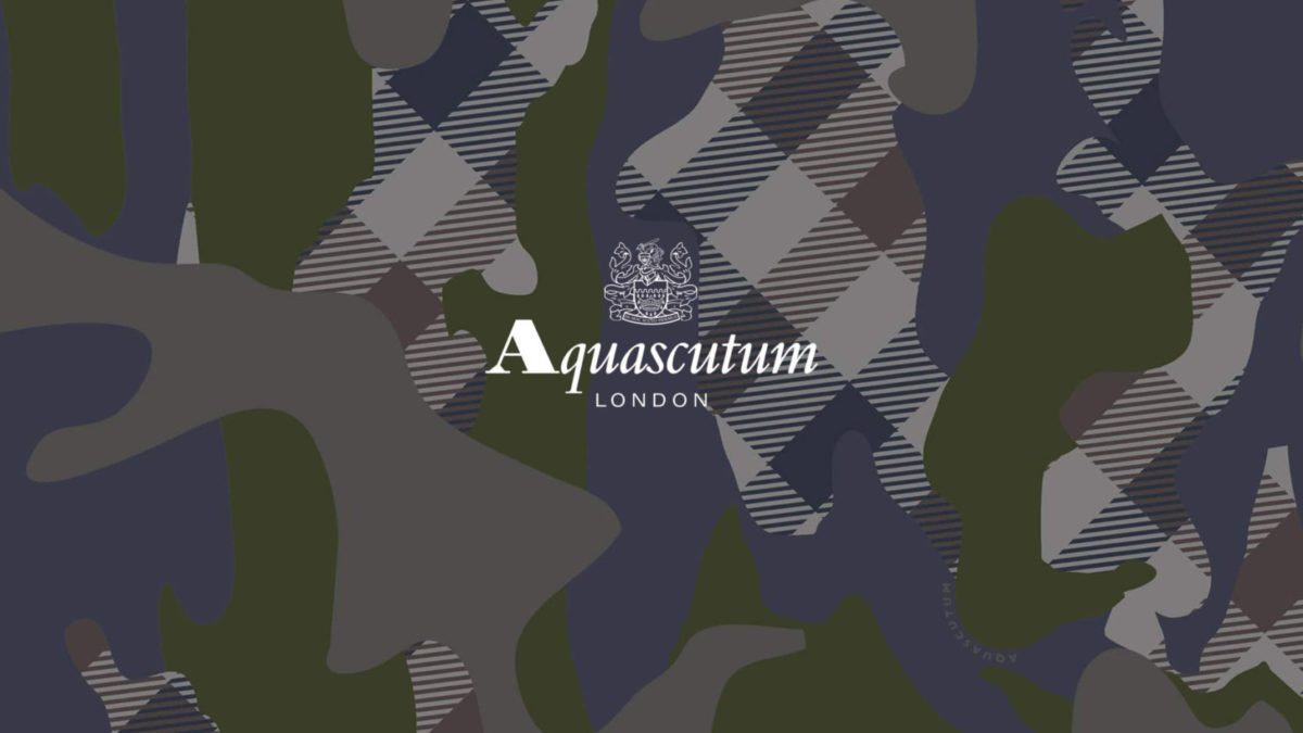 Aquascutum kombiniert das Club Check mit einem Tarnfarbenmuster
